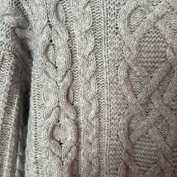 Loft Women's Small Gray Long Sleeve Cable Knit Turtleneck Pullover Sweater - Picture 9 of 9